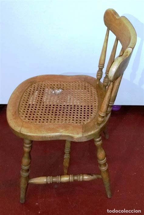 silla vintage en madera de roble y rejilla de b   Comprar ...