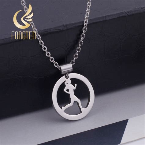 Silver Sporty Running Girl Pendant Necklace For Women Lady Girls ...