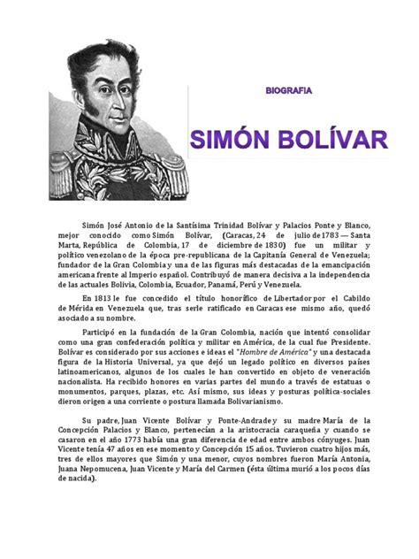 Simon Bolivar Biografia