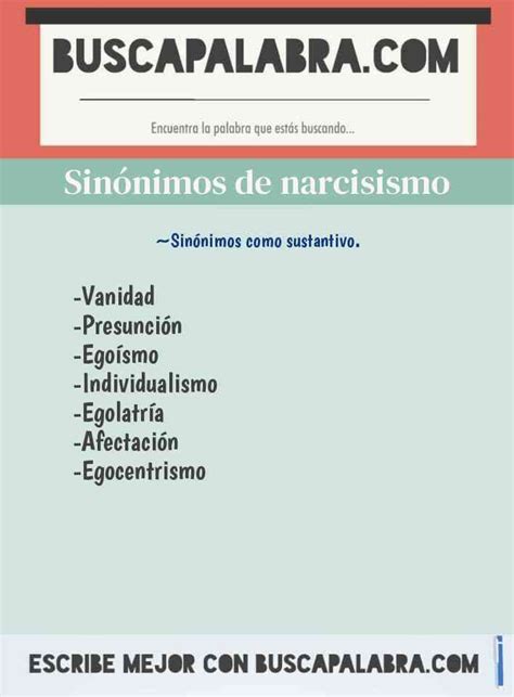 Sinónimos y Antónimos de Narcisismo   8 Sinónimos y 2 Antónimos para ...