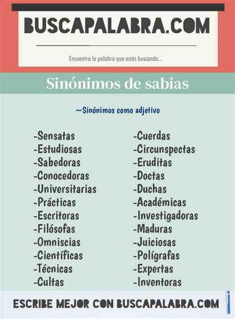 Sinónimos y Antónimos de Sabias   30 Sinónimos y 7 Antónimos para Sabias