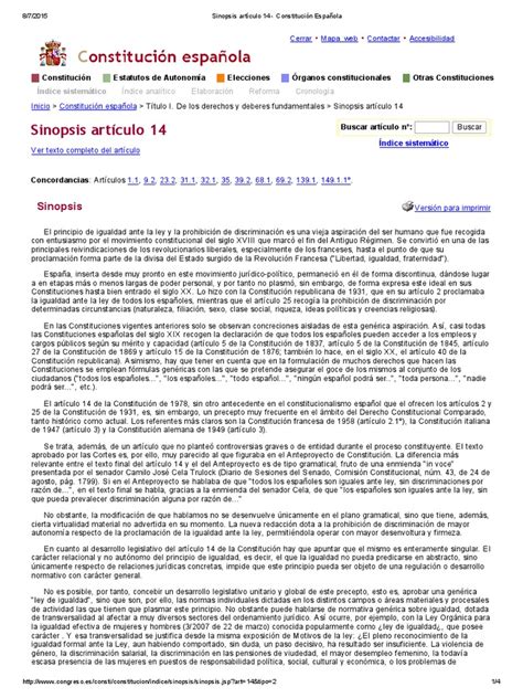 Sinopsis Artículo 14   Constitución Española | Caso de ley ...