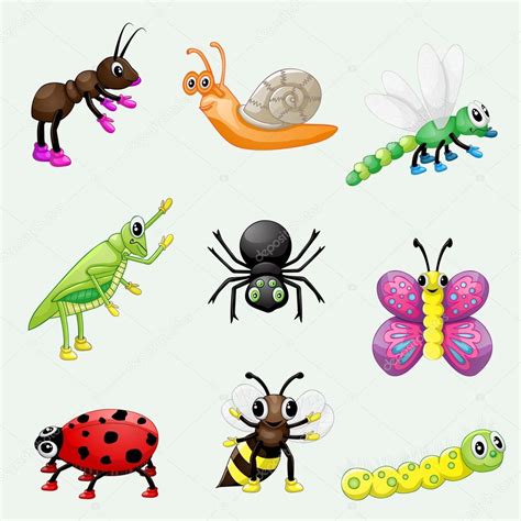sistema de dibujos animados lindo insectos — Foto de stock  karmina83 ...