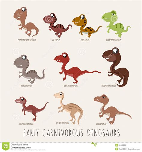 Sistema De Dinosaurios Carnívoros Tempranos Ilustración del Vector ...