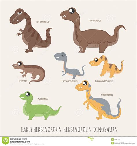 Sistema De Dinosaurios Herbívoros Herbívoros Tempranos Ilustración del ...