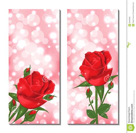 Sistema De Tarjetas Hermosas Con Las Rosas Rojas Ilustración del Vector ...