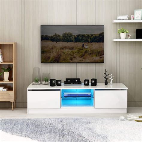 SKINOWN   Mueble de TV con LED  120 cm, con 16 luces LED RGB de colores ...