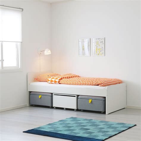SLÄKT Estructura de cama con somier, blanco, 90x200 cm   IKEA