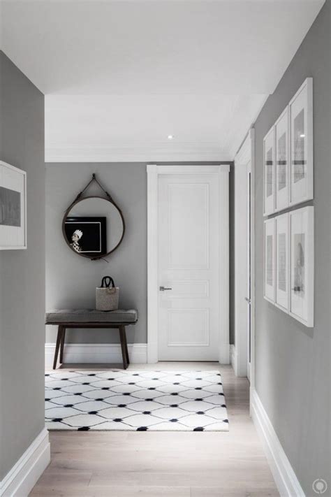 sleek modern grey and white hallway modern interior design | Grey ...