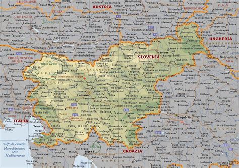 slovenia: carta geografica mappa della slovenia