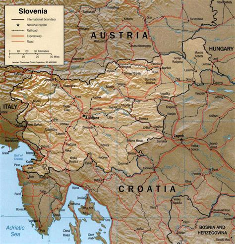 Slovenia Physical Map   MapSof.net