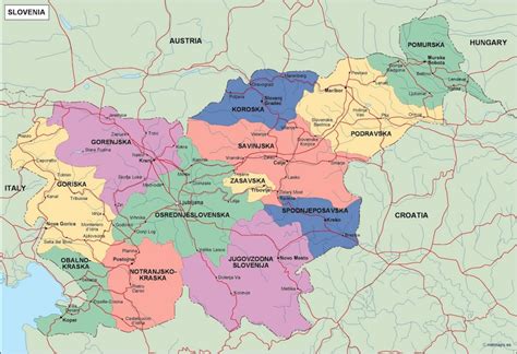 slovenia political map. Illustrator Vector Eps maps. Eps Illustrator ...