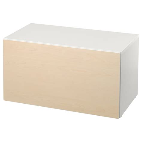 SMÅSTAD Banco con almacenaje juguetes, blanco/abedul, 90x52x48 cm   IKEA