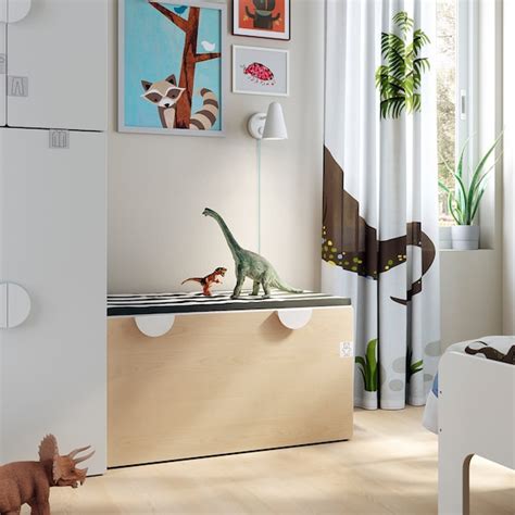 SMÅSTAD Banco con almacenaje juguetes, blanco/abedul, 90x52x48 cm   IKEA