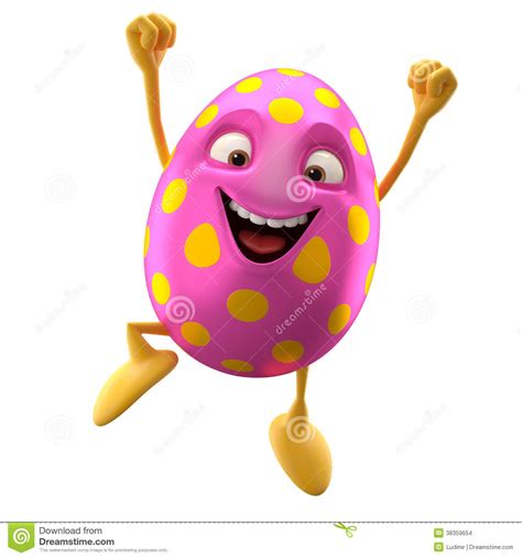 Smiling Easter Egg, Funny 3D Cartoon Character Stock ...