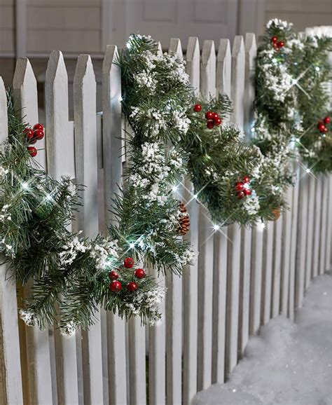 Snow Tipped Winter Greenery | Outdoor christmas garland ...