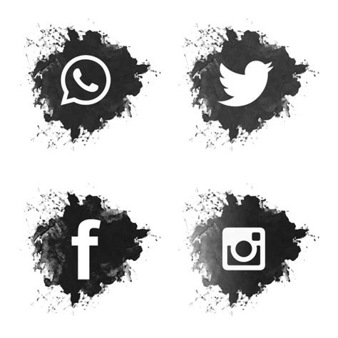 Social media black grunge icons set Vector | Free Download