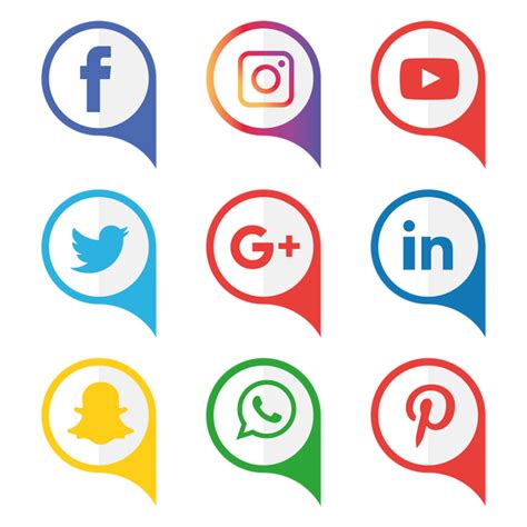 Social Media Icons Set Vector, Sociales, Medios De ...