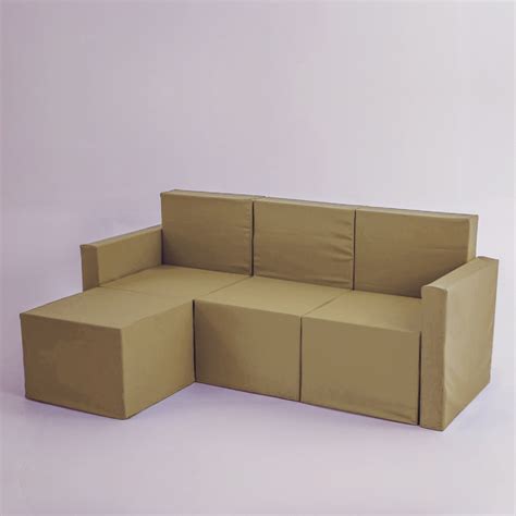 Sofá chaise longue de tres plazas de cartón con fundas   Doos Box