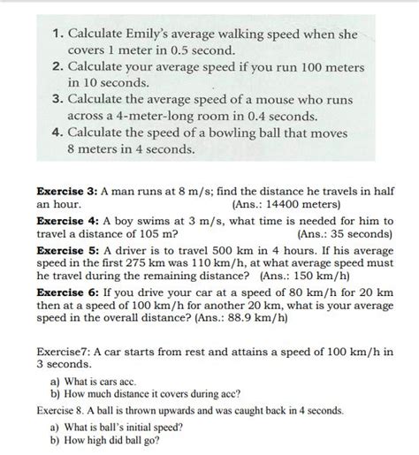 Solved: 1. Calculate Emily s Average Walking Speed When Sh ...