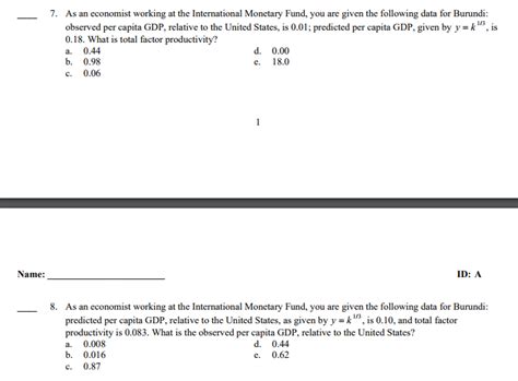 Solved: 7. As An Economist Working At The International Mo ...
