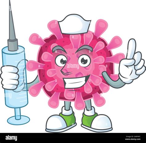 Sonriente Enfermera corona virus personaje de dibujos animados con una ...