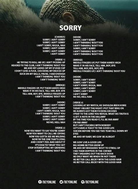 Sorry Lyrics | Beyonce lyrics, Beyonce lemonade, Beyonce songs