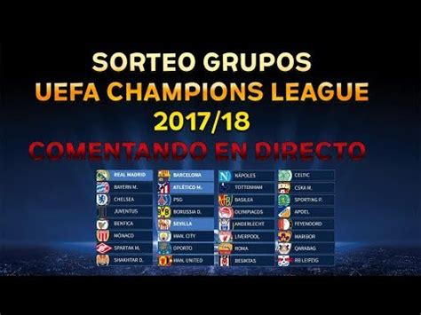 SORTEO UEFA CHAMPIONS LEAGUE 2017/18 FASE DE GRUPOS ...