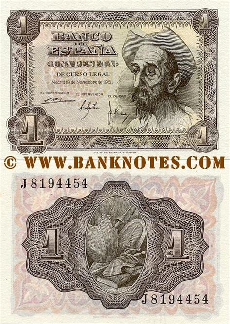 Spain 1 Peseta 1951   Spanish Currency Bank Notes ...