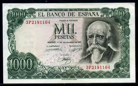 Spain banknotes 1000 Pesetas banknote 1971 José Echegaray ...