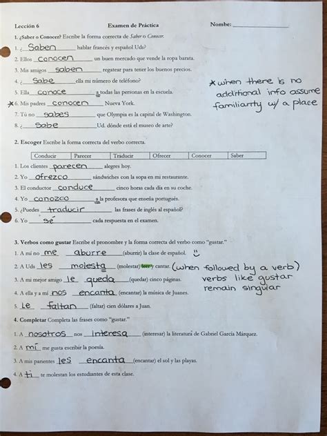 spanish 2 worksheet answers   PngLine