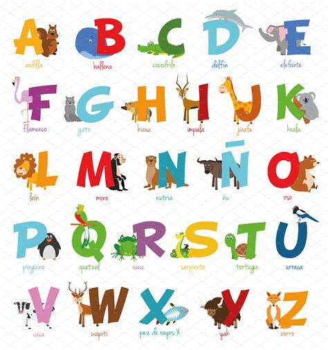 Spanish animal alphabet Vector ~ Illustrations ~ Creative ...