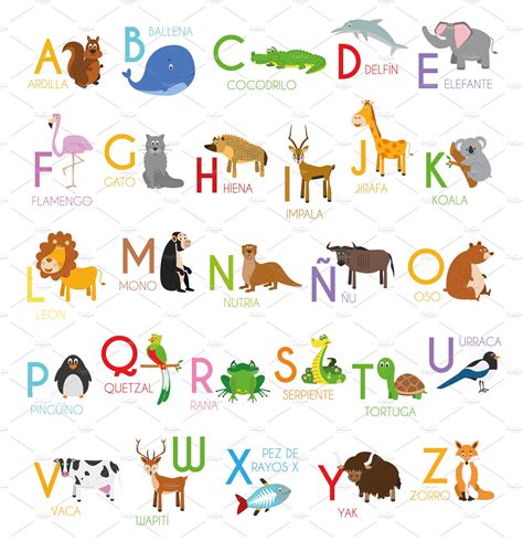 Spanish animal alphabet Vector | Pre Designed Photoshop Graphics ...