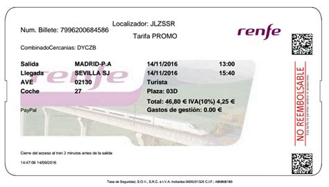 Spanish exercise: Train ticket, billete de tren   TANDEM Madrid