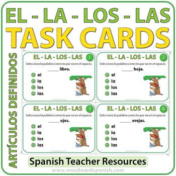 Spanish Task Cards   Los Artículos Definidos by Woodward ...