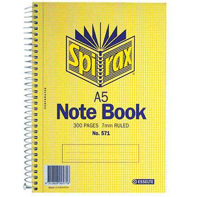 SPIRAX 571 NOTEBOOK 7MM RULED SPIRAL BOUND SIDE OPEN 300 PAGE A5 | The ...