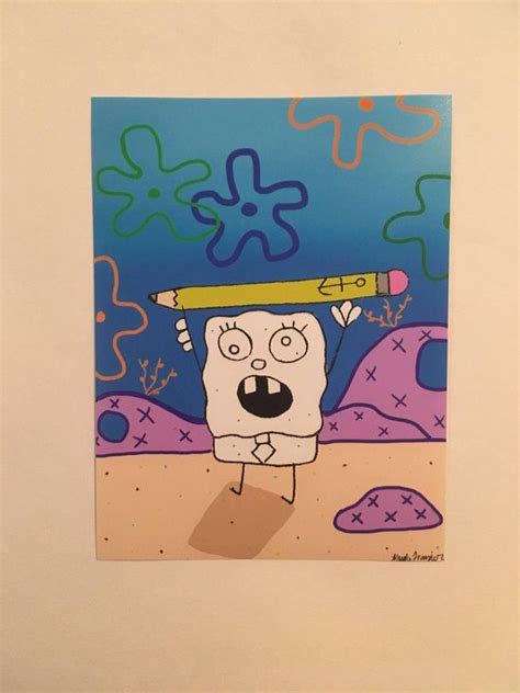 Spongebob inspired doodle bob digital drawing photo print ...