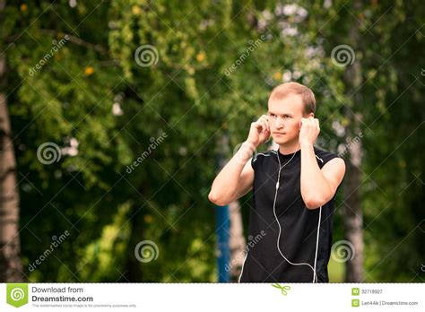 Sportive Young Man Jogging Outdoor Stock Image   Image of ...