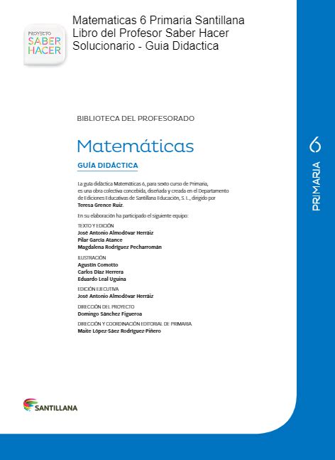 ≫【 Solucionario Matematicas 6 Primaria Santillana Saber ...