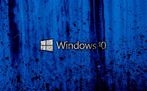 ダウンロード画像 Windows10, 4k, 創造, ロゴ, グランジ, 青色の背景, Windows10のロゴ ...