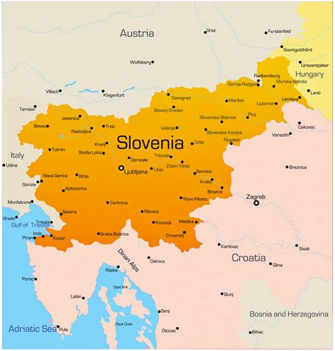 Städtekarte von Slowenien   OrangeSmile.com