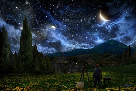 Starry Night Digital Art by Alex Ruiz