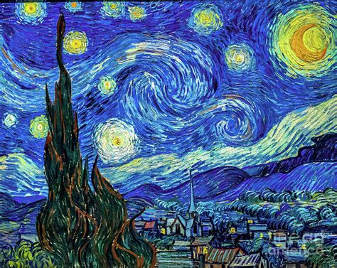 Starry Night Print By Vincent Van Gogh Painting by Vincent ...