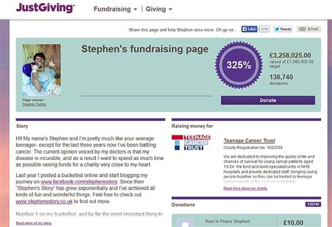Stephen Sutton s Just Giving donations hit £4m in honour of ...