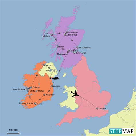 StepMap   Scotland, Ireland & England   Landkarte für ...