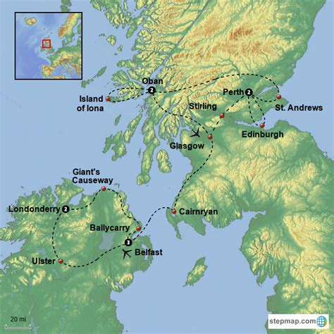StepMap   Scotland & Ireland   Landkarte für Europe