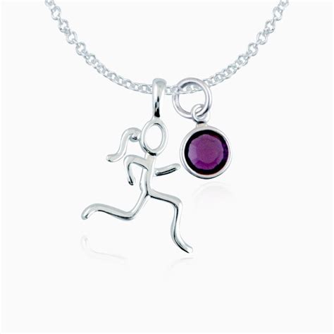 Sterling Silver Girl Running Stick Figure Necklace | Silver initial ...