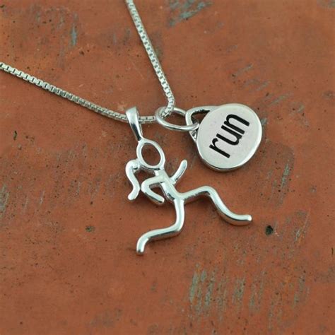 Sterling Silver Stick Figure Runner and Run Charm Necklace | Sterling ...