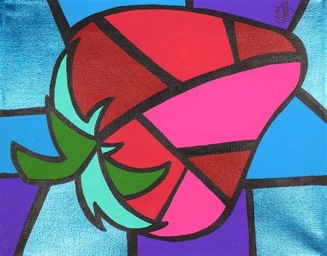 Strawberry Cubism Art, Picasso Strawberry, 8x10 Acrylic ...