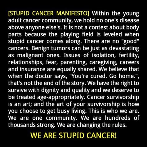 Stupid Cancer — We are #stupidcancer.  Taken with ...